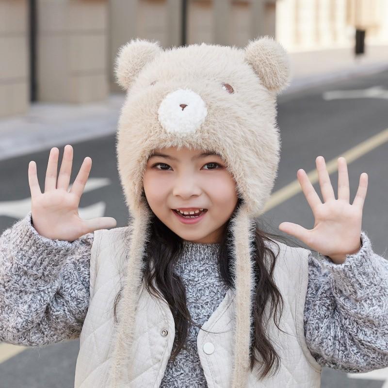 Childrens Cute Animal Pattern Knit Cap With Windproof Features For Winter Activities
