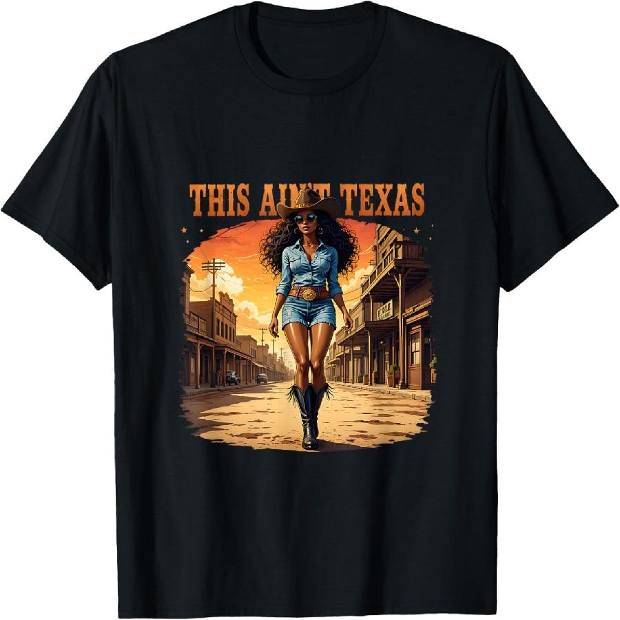 Melanin This Ain’t Texas African American Cowgirl Western T-Shirt XXXXXL чёрный