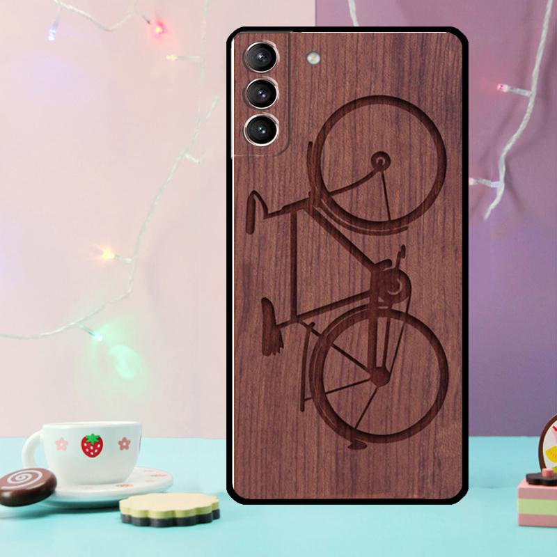 Wolf Bike Butterfly Wood Phone Case For Samsung Galaxy S24 Ultra S20 S21 S22 S23 S25 Ultra S9 S10 Plus S24 FE Cover