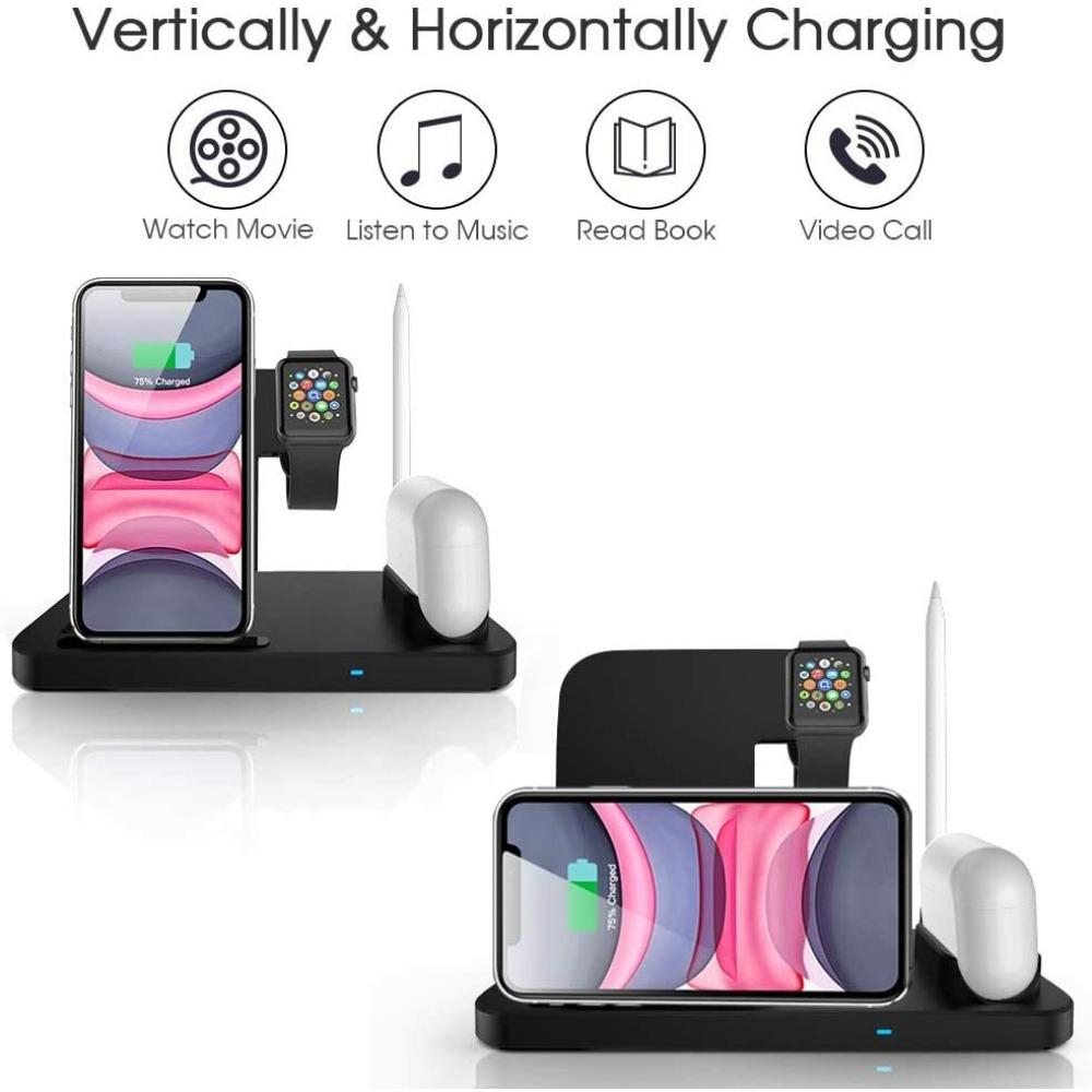 4-in-1 Fast Charger Qi Wireless Charging Station for Samsung iWatch iPhone Pencil