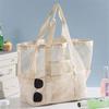 Nylon Mesh Beach Bag Hollow Out Swimming Bag Soild Color Toiletry Storage Bag  Women