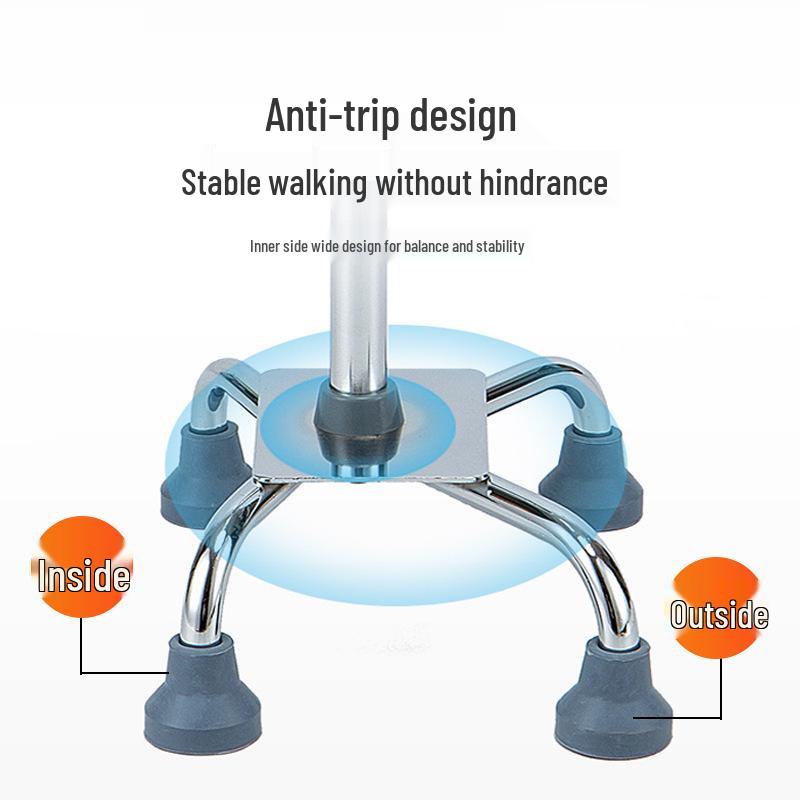 Four-Legged Aluminum Alloy Telescopic Walker Cane for Seniors