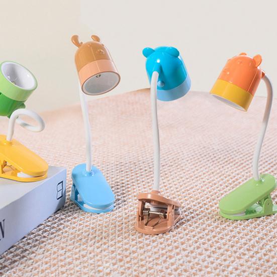 

Мини-светильник для чтения книг, защита глаз от мерцания, гибкий шланг, нескользящий, вращающийся на 360 градусов, настольная лампа для чтения книг из АБС-пластика Bear коричневый