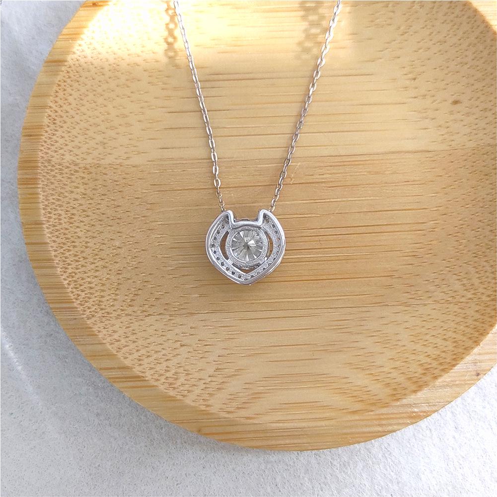 S925 Sterling Silver Heart Moissanite Pendant Necklace - Celebrity Style