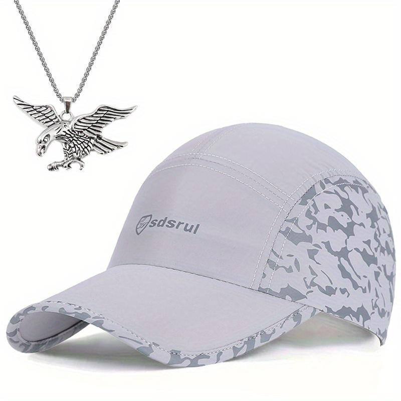 

2 шт. SDSRUI летняя быстросохнущая кепка с язычком утки, ожерелье с подвеской в виде орла, модный повседневный солнцезащитный козырек для мужчин и женщин, молодежная парная бейсболка светло-серый
