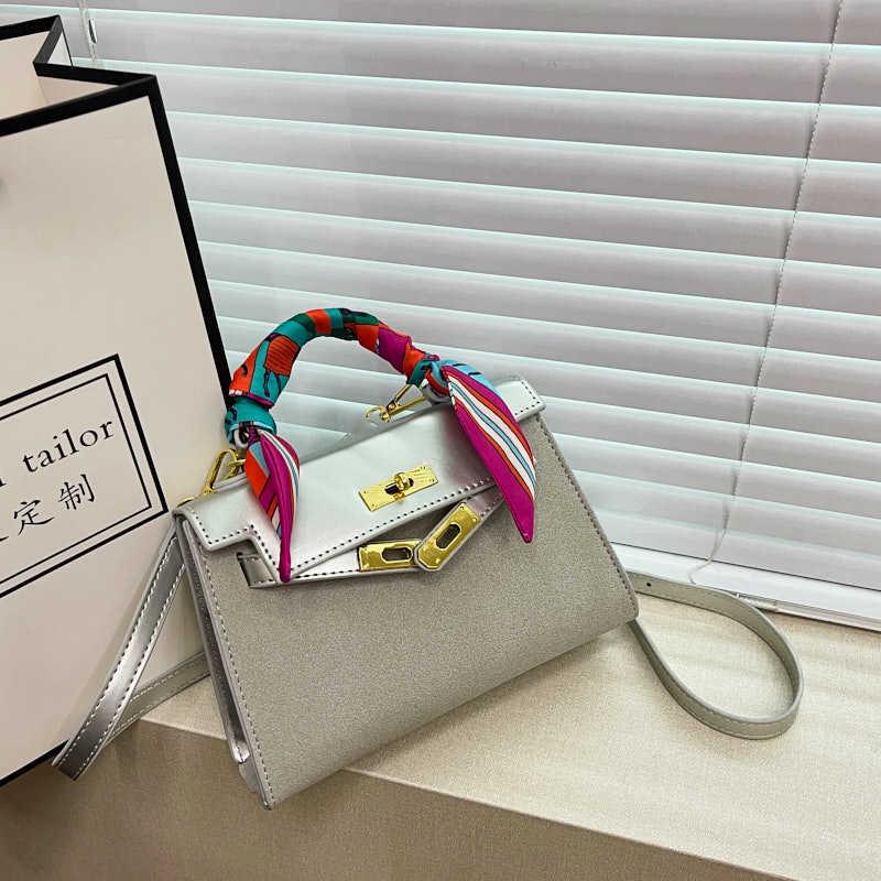 Kelly Women's Large Shoulder Bag with Lock and Scarf - Versatile Crossbody Handbag