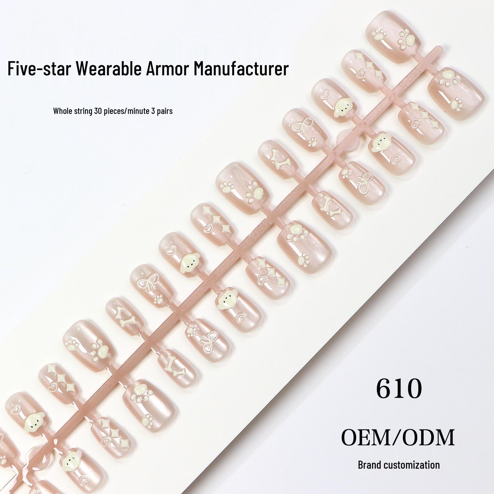 Cute Puppy Moonlight Cat Eye Wearable High-End Embossed Translucent Nail Tips