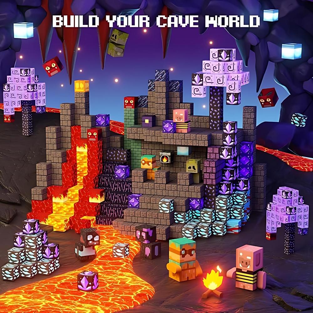 Creative magnetic building blocks Magma cave set ABS material creative construction games ideal Christmas birthday gifts