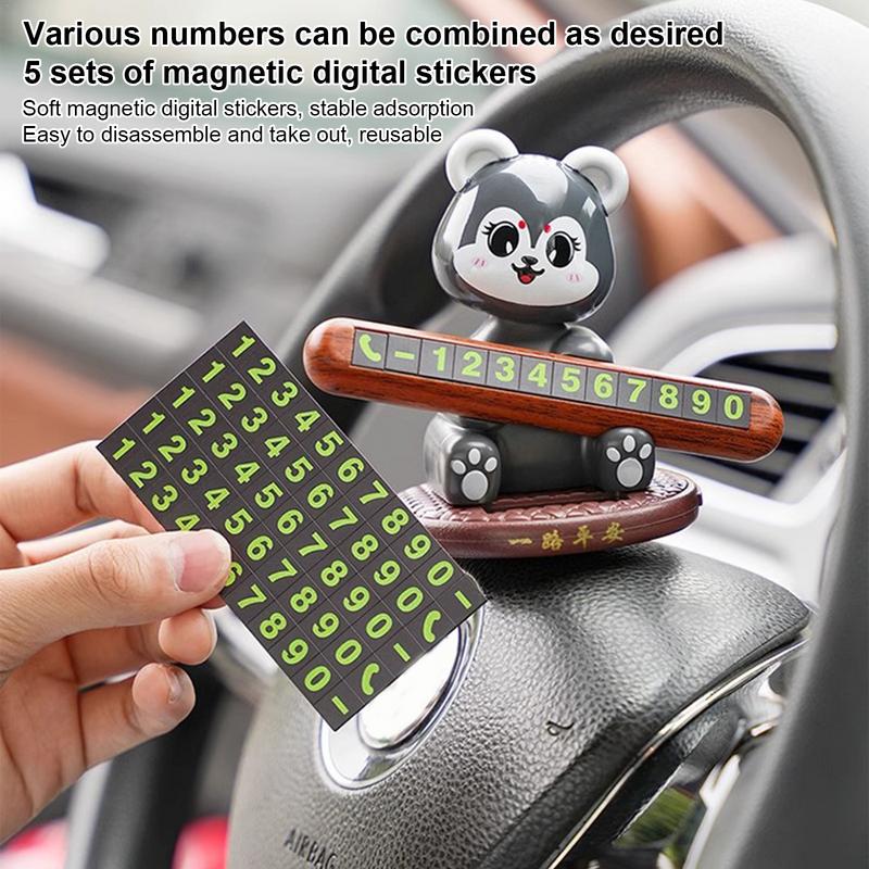 Car Temporary Parking Plate Solar Cartoon Temporary Parking Number Plate Shaking Head Doll Vehicle Stop Accessories For RVs SUVs