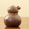 Ceramic Gourd Storage Jar Vintage Rustic Pottery Candy Jar Household Moisture-proof Container for Nuts Coffee Beans and Herbs