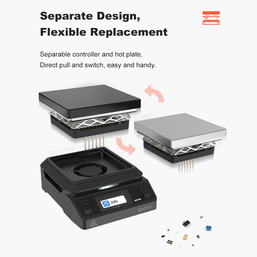 Constant Temperature Heating Platform 50*50mm Enlarged Heating Area Built in Cooling Fan 160*80 LCD Display Segmented