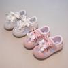 2026 Trendy Spring/Summer Baby Girls' Bow Sports Shoes - Breathable, Embroidered, Soft Sole, Casual Pearl Board Shoes
