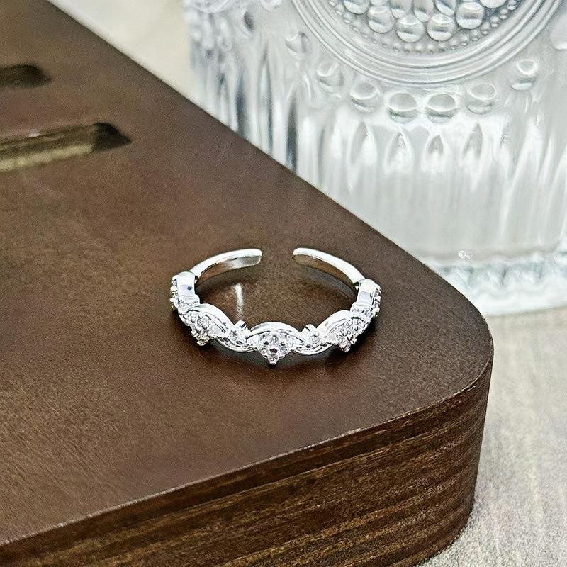 Super Flash Temperament Square Zir*****Pen Ring Light Luxury Niche High-End Ring Simple Fashion Jewelry Women