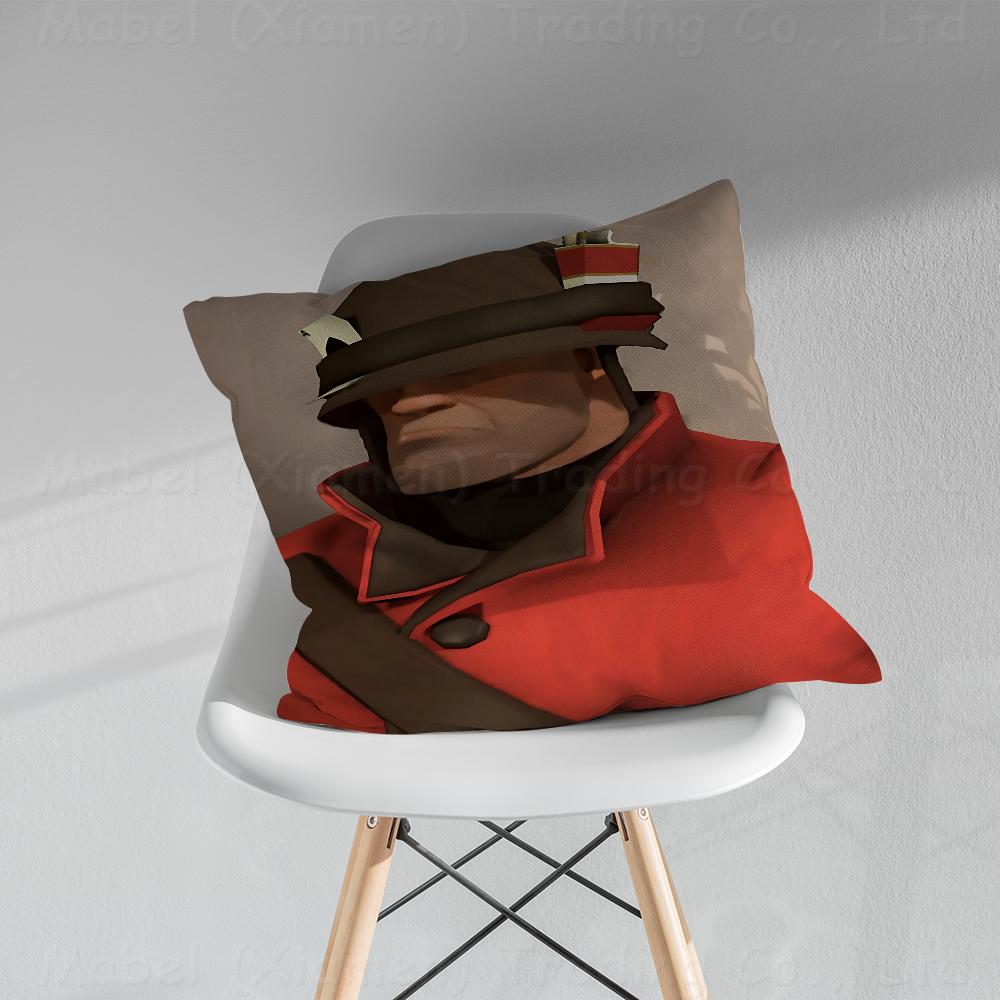 FFortress Spy Soldier Sniper TF Pillow Covers Cartoon Sofa Decorative Home Doublesided Printing Short Plush Cute Cushion