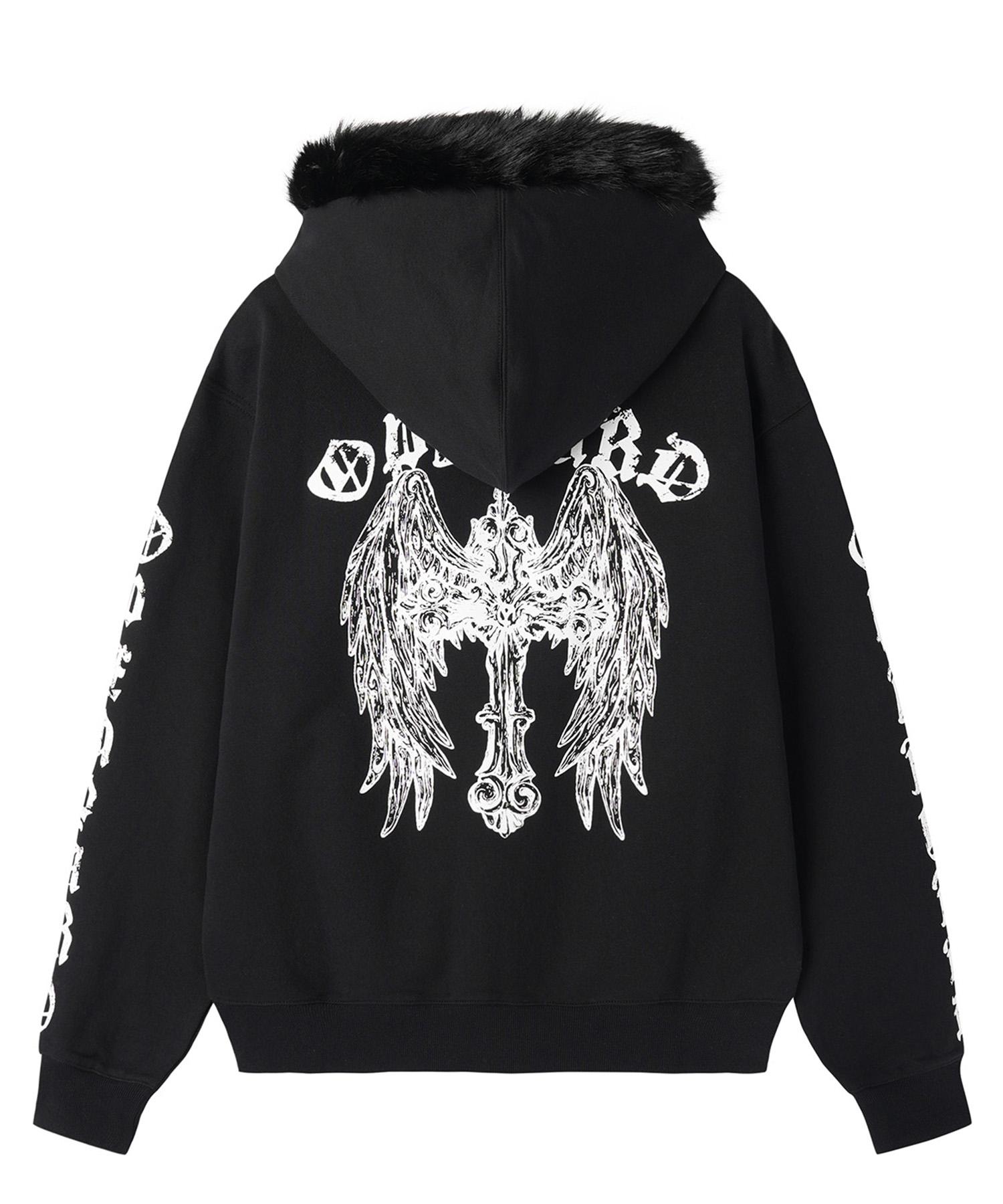 Openyard(Oy) Gothic Cross Faux Fur Hoodie