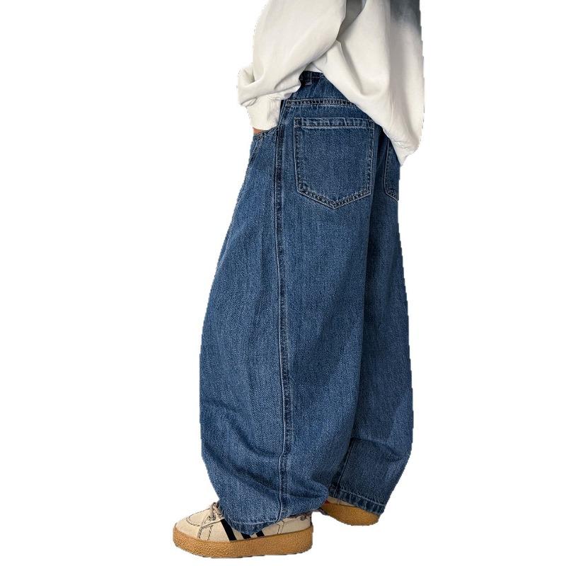 Boys Korean Style Denim Wide Leg Pants Loose Straight Casual Trousers