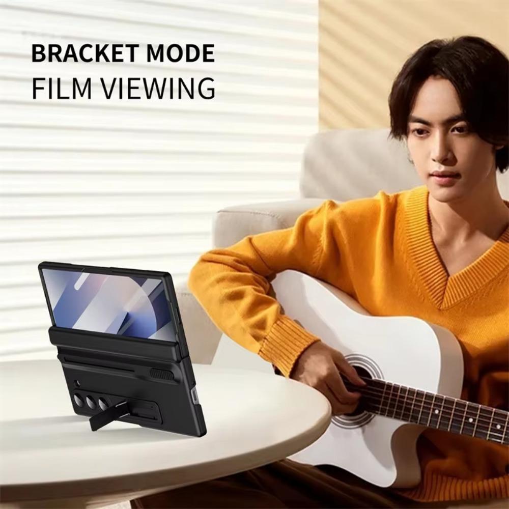 Original Hign Quality Hinge Case For Samsung Galaxy Z Fold 7 6 5 4 3 Touch Pen + Tempered Glass Film Protect Fold Kickstand Case