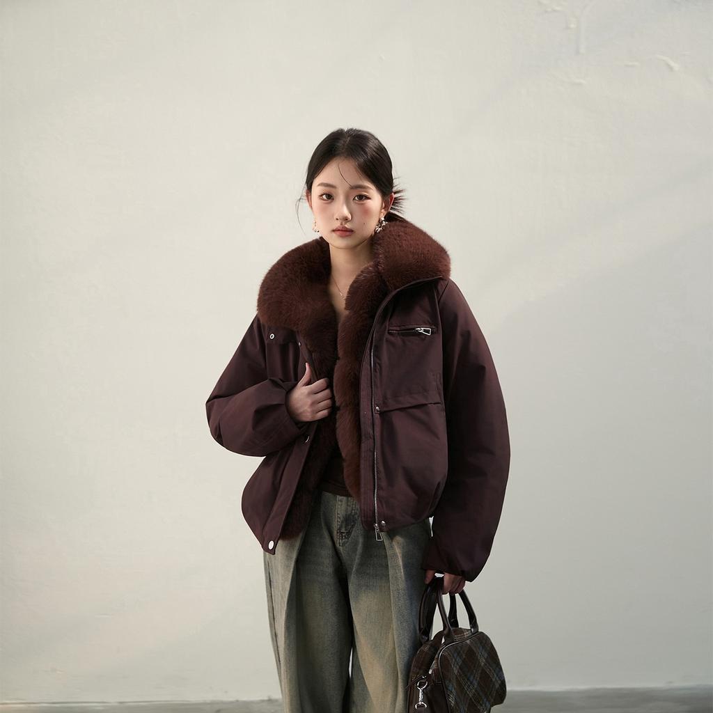 European and American temperament removable wool collar cotton-padded coat short women's winter new loose thickened warm jacket