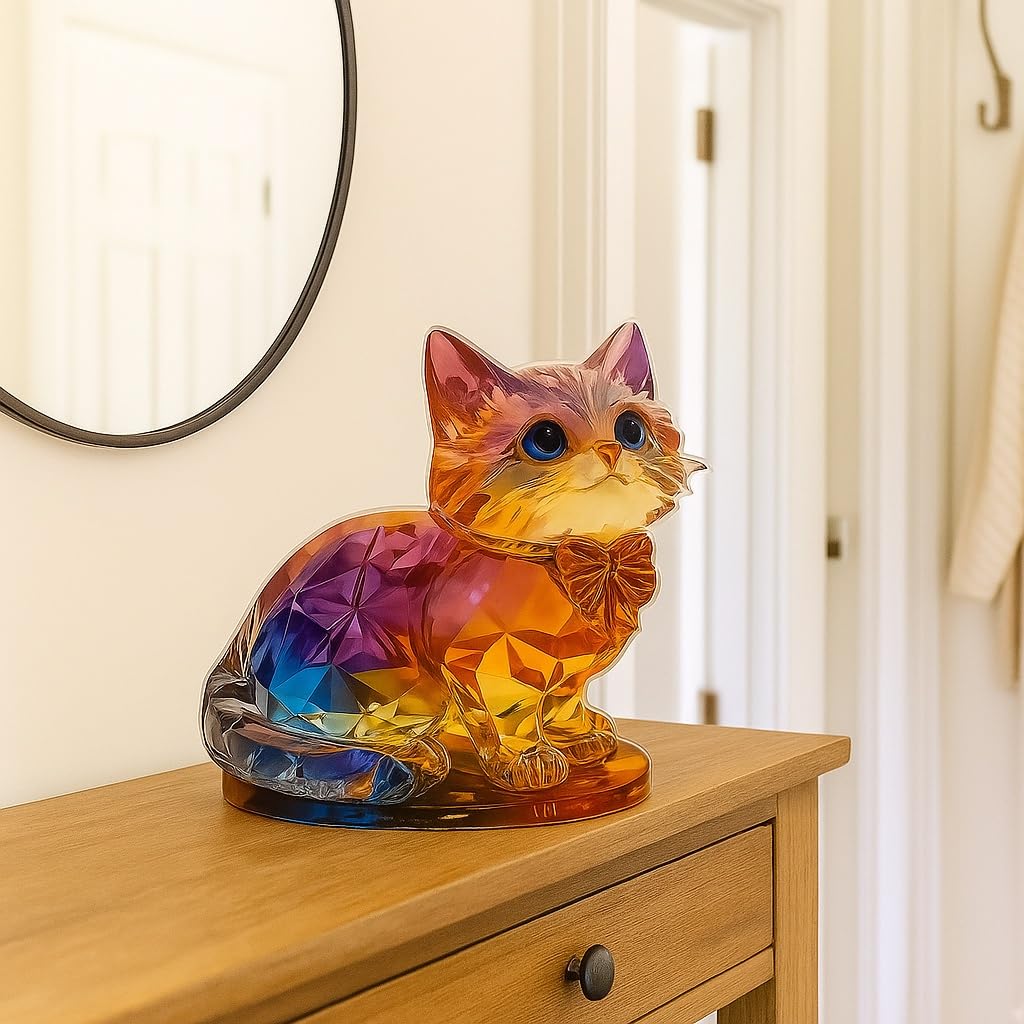 Cat Acrylic Cat Interior Relaxing Soothing Cat Feng Shui Type A Lovep.c Stand, Decor, Suncatcher, Object, Merchandise, Prism, Spiritual, Ornament,