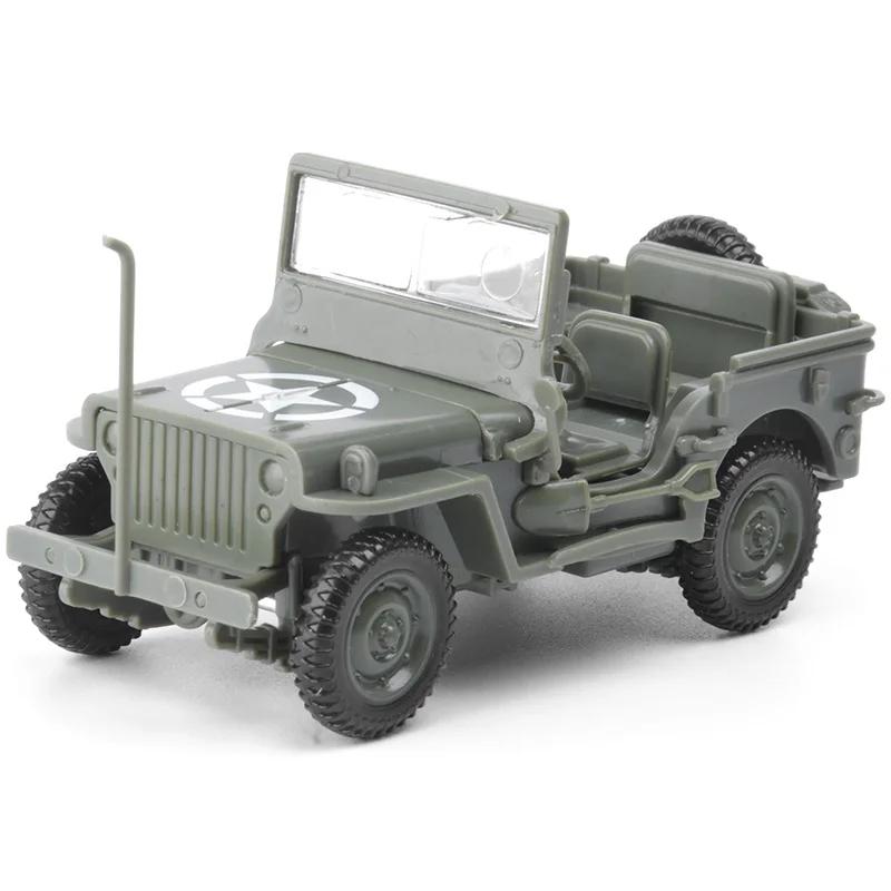 

1/48 WWII Allied Willis Jeep Car 4D Assembly Military Model US Army Old-fashioned Off-road Vehicle Decoration Toy зелёный