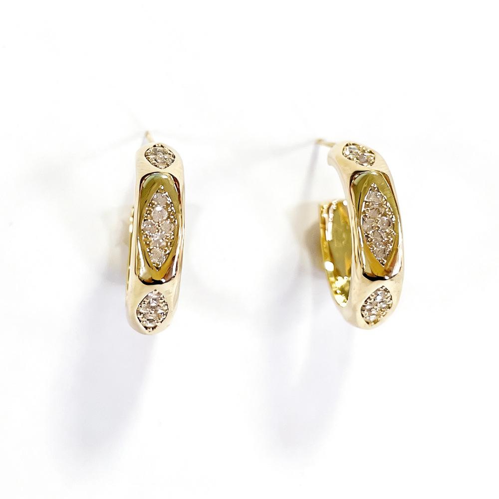 

European & American Luxury Zirconia Geometric C-shaped Oval Earrings for Women