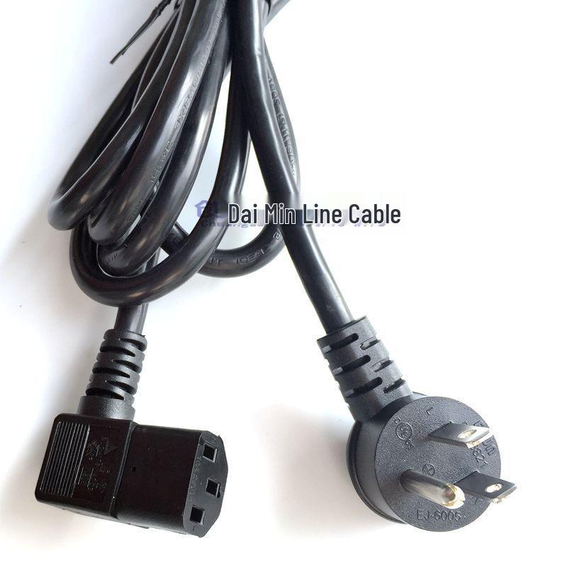 3-core Treadmill Power Cord: 18/16/14 Gauge, US Plug, 90-degree Right-angle, C5 Tail