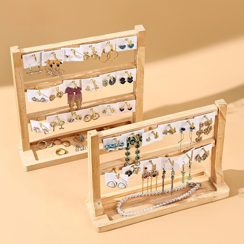Jewelry Keychain Earrings Pendant Display Stand Solid Wood Trinket Hanger Hook Premium Sense Stall Store Counter