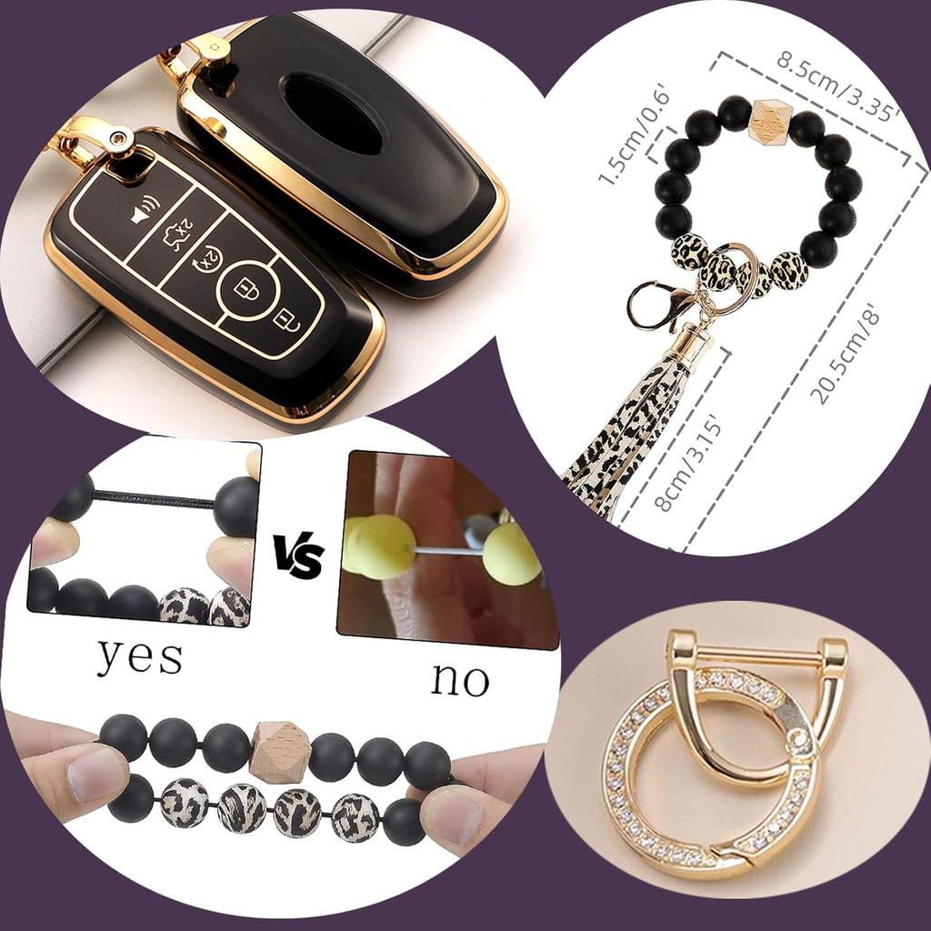 Car Key Fob Cover with Premium Wristlet Fits for Ford F-150 F-250 F-350 F-450 F-550 Raptor Explorer Escape Fusion Bronco Sport Edge Lincoln Corsair