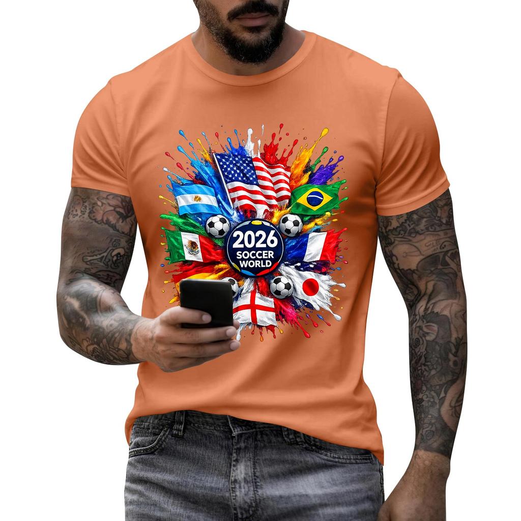 Men's Soccer Graphic T-Shirt Casual Short Sleeve Tee for Everyday Wear
