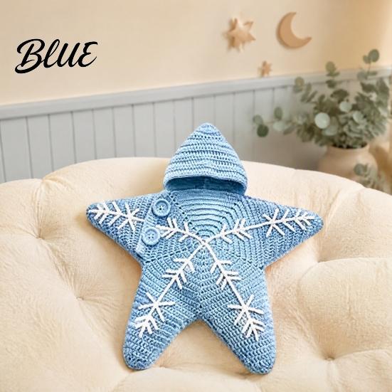 Baby First Christmas Photo Prop Starfish Outfit Funny Knit Hooded Theme Apparel Onesie Cute Crochet Infant Swaddles for Xmas Holiday Accessory