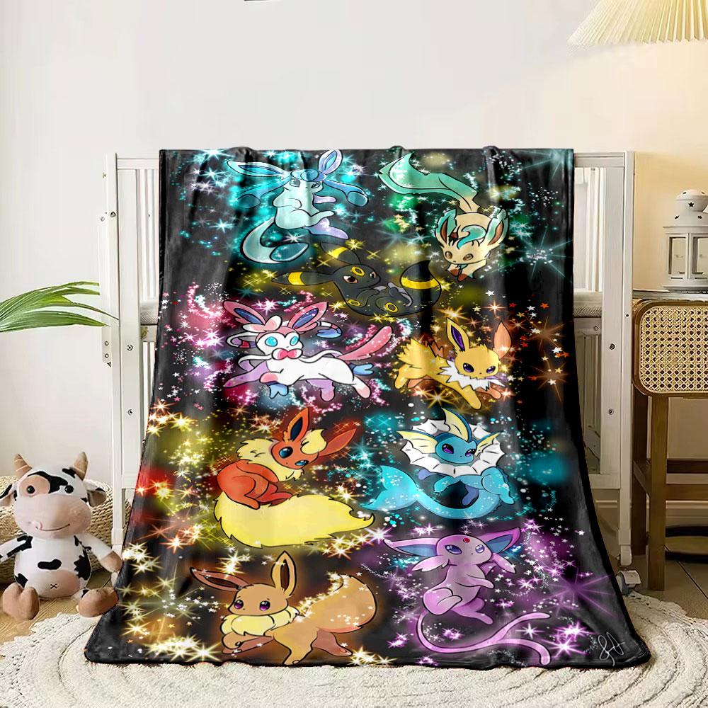 

Colorful Pokémon characters surrounded by glowing, sparkling stars. for all seasons blanket lunch break throw gift 80cm x 120cm