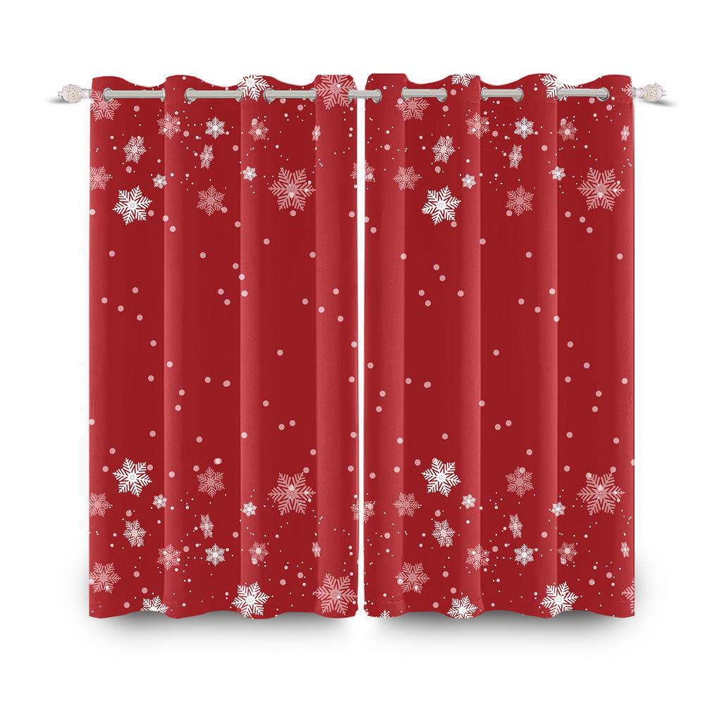 Merry Christmas Curtains Festival Home Interior Set Double Layer Windows Suitable Bedroom Light Blocking Made Of Polyester Decor Window Treatment
