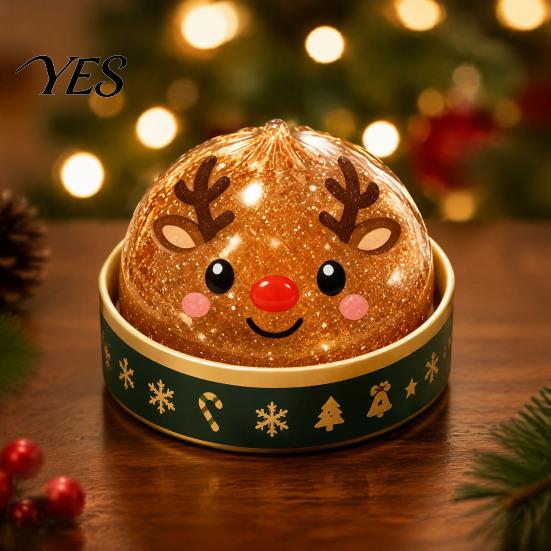 Jelly Texture Glitter Squeeze Toys Christmas Bun Toy with Steamer, Soft Sensory Fidget Toy, Cute Stress Reducing Desk Accessories Slow Rising