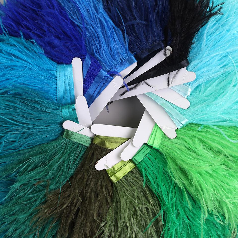 Feather10-15cm Ostrich Feathers Trim Plumes Ribbon Selvage For DIY Wedding Dress Decoration Handiwork Crafts Accessories