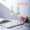 2pcs Glasses Glass Cup Wine Glasses Nordic Style Crystal Glass U-type Decanter Household Rainbow Wine Decanter Kitchen Supplies