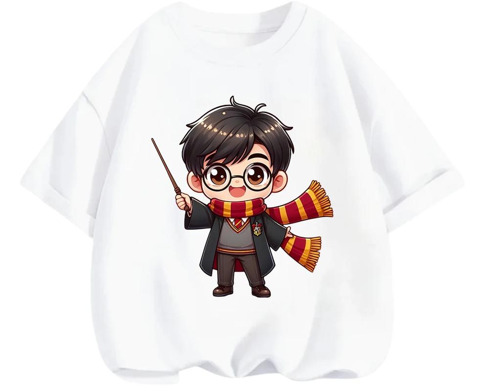 Summer Casual Crew Neck T Shirt Cute Cartoon Harry Potter Print Fashion Street Leisure Tops Kids Boys Girls 3 14 Years