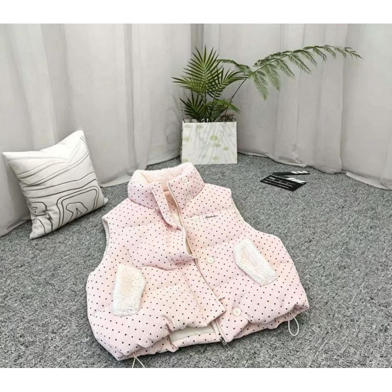 Sweet polka dot knitted splicing vest cotton jacket women's winter loose thickened short warm bread clothing