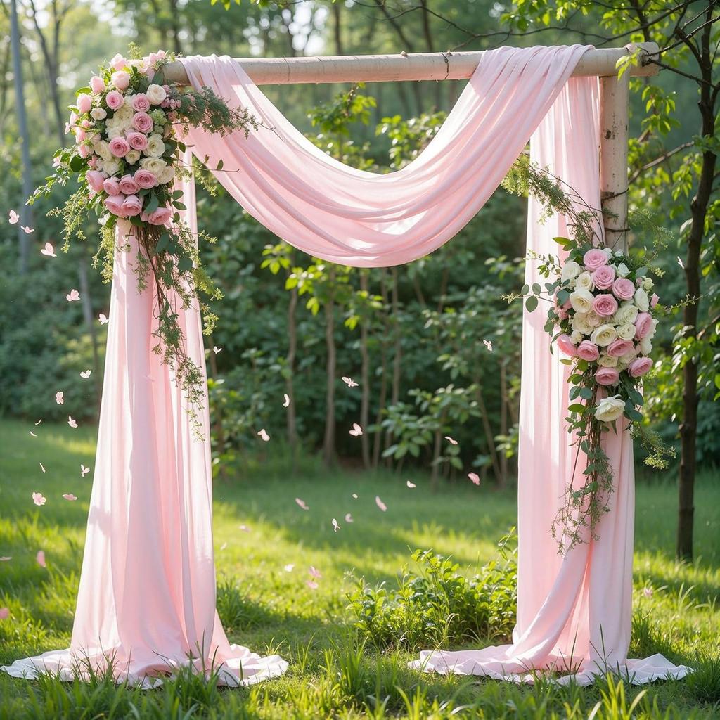 Wedding Arch Draping Fabric, Sheer Chiffon Arch Drape for Bridal Shower Backdrop Outdoor Party Arches Church Ceremony Decoration