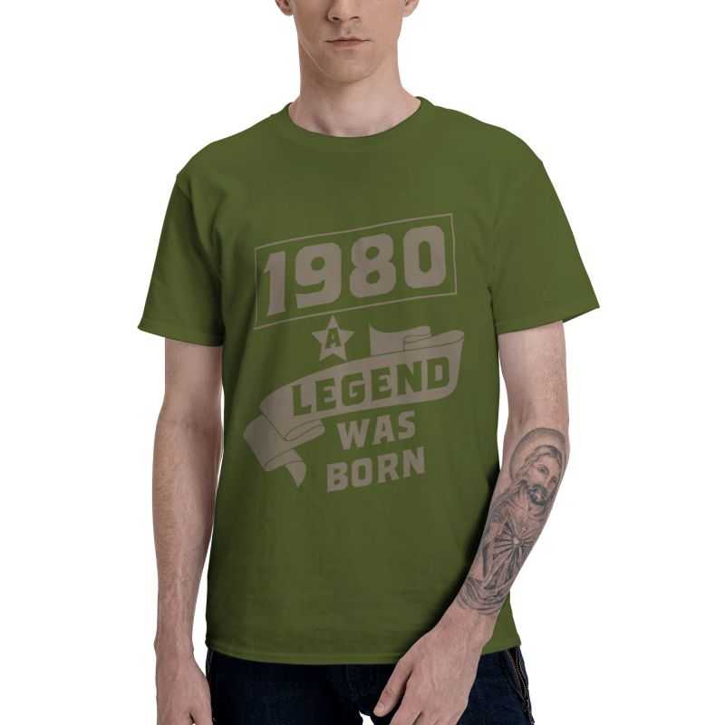 Male A Legend Was Born In 1980 T-Shirt Funny 41st Birthday 41Years Old Tshirt Short Sleeve Hip Hop T Shirt Homme Cotton Tee