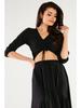 Blouse with 3/4 Sleeves in Black Size M