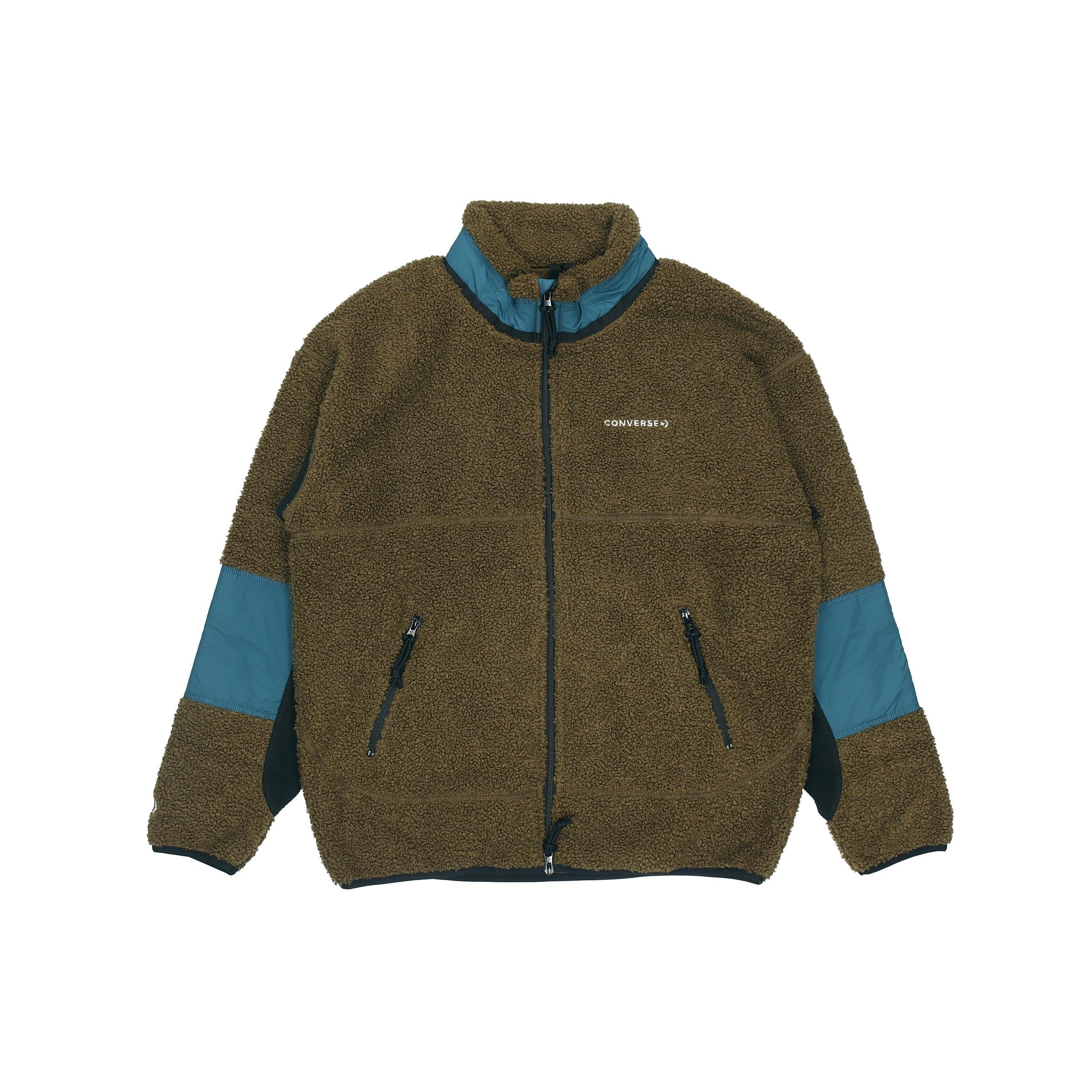 Converse Polar Fleece Sherpa Jacket Asia Sizing  Surplus Olive  Men s 10018039-A03 L