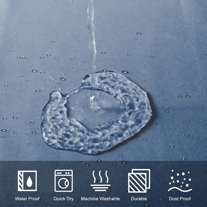 Rideau de douche AIMOONSA 180x180 cm – Polyester imperméable, anti-moisissure, œillets inox, dégradé blanc