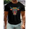 Big & Tall Men's Summer T-Shirt - Vibrant Bull Head Graphic, Casual Short Sleeve Tee, Machine Washable