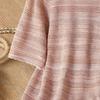 Damen Rundhals Kurzarm Stricktop aus Leinenmischung
