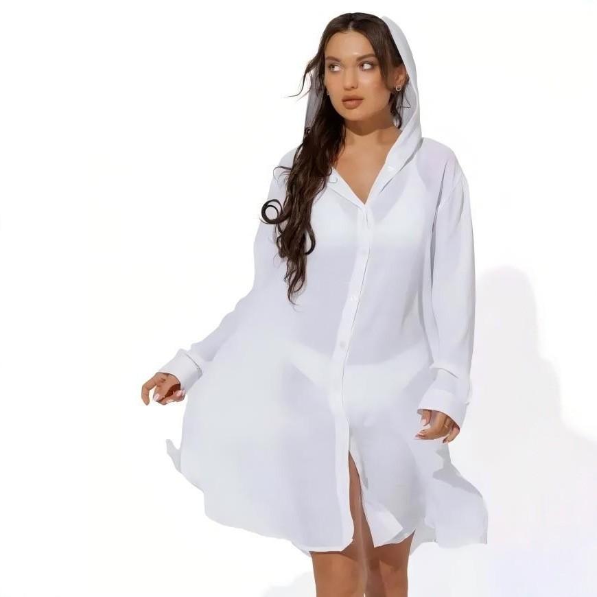Women's Cotton And Linen Solid Color Pullover Beach Cover-up