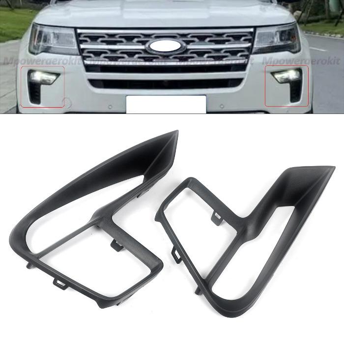 Pair Front Bumper Fog Light Cover Bezel Black Trim Fits Ford Explorer 2018-2020 Car Accessories