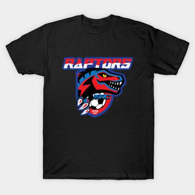 Men Black Print T-shirt Raptors Soccer No-Cut Transfer Paper Print Cotton Tshirt