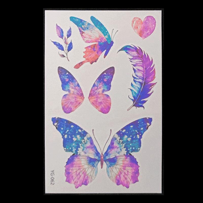's New Fluorescent Butterfly Tattoo Sticker Music Festival KTV Concert Party Disposable Waterproof