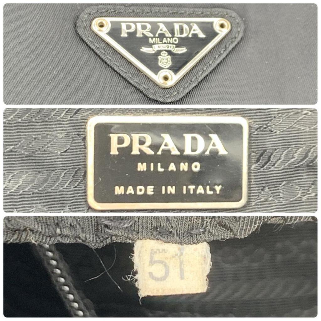 PRADA Tessuto Nylon Handbag Tote Bag Semi One Shoulder Arm Black Triangle Logo Plate Women's White Tag