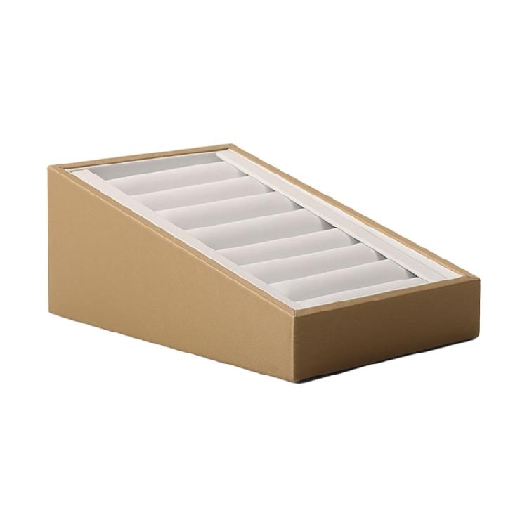 Trapezoidal PU Leather Jewelry Display Tray Versatile PU Leather Jewelry Display Tray 7 Slots Stand for Home or Retail белый